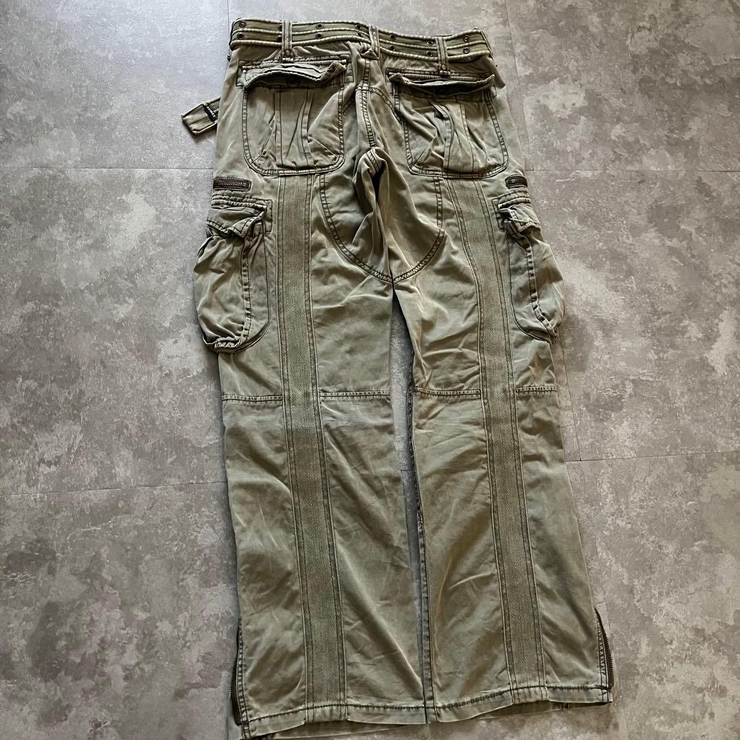 avirex hem zip flared cargo pantsベルト付Y2K