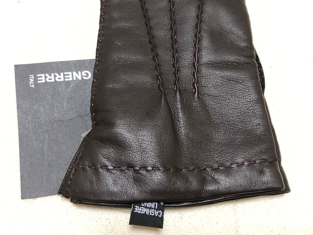 448新品GNERREグネーレ羊革レザーステッチ入り手袋イタリア製