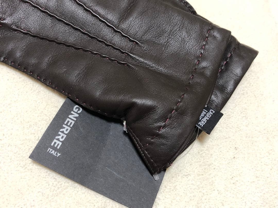 448新品GNERREグネーレ羊革レザーステッチ入り手袋イタリア製