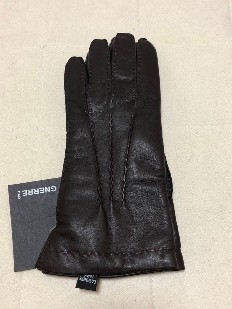 448新品GNERREグネーレ羊革レザーステッチ入り手袋イタリア製