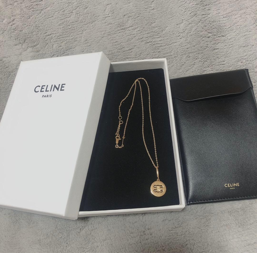 黒霧 CELINE セリーヌ ゴールド ネックレス 円形ペンダント