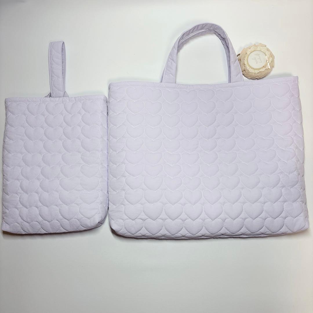 みっき様　ヌビ　ハート　キルト　レッスンバッグ　上履き袋　体操着袋　ハンドメイド