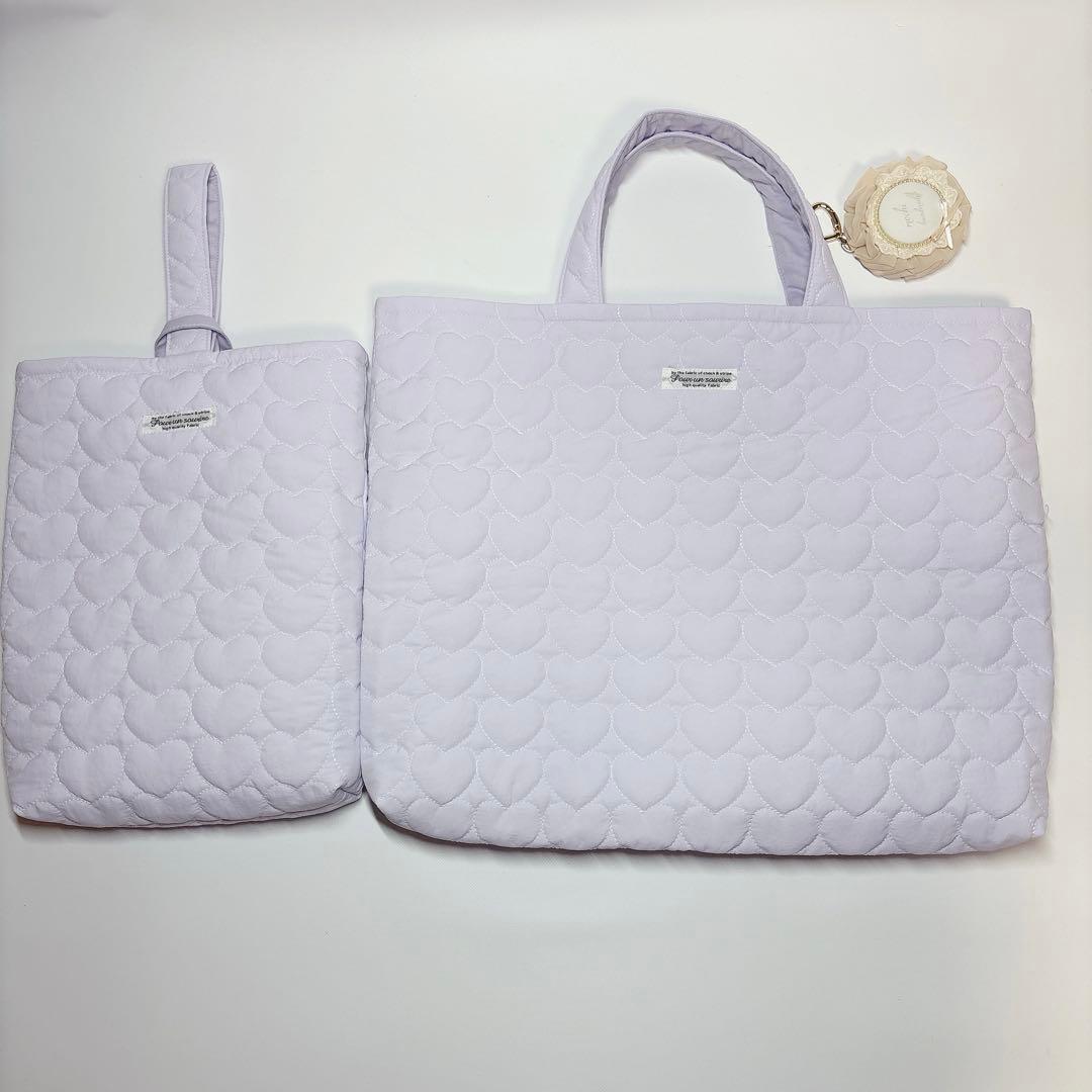 みっき様　ヌビ　ハート　キルト　レッスンバッグ　上履き袋　体操着袋　ハンドメイド