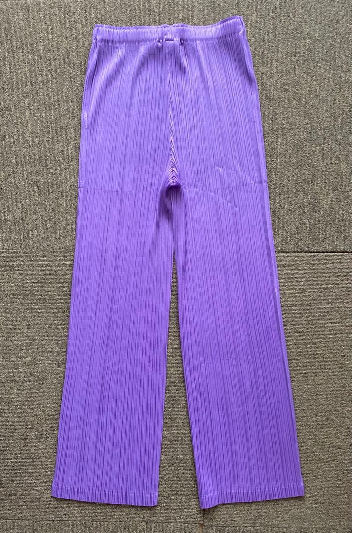 PLEATS PLEASEプリーツプリーズ中太パンツ紫