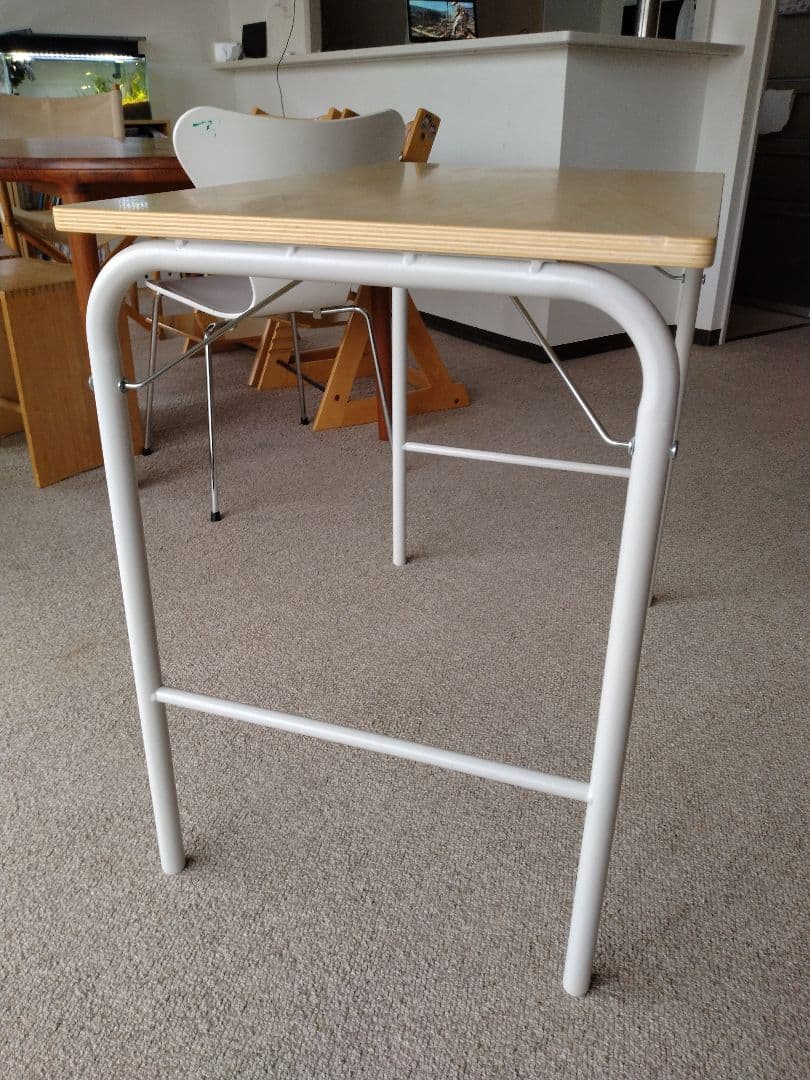 【良品】MUJI無印 スチールパイプテーブルと折りたたみチェア/机デスク椅子/白