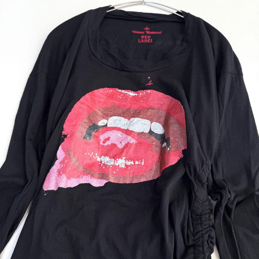 【ヴィヴィアンウエストウッド】アシンメトリーワンピース（M）リッププリント　黒