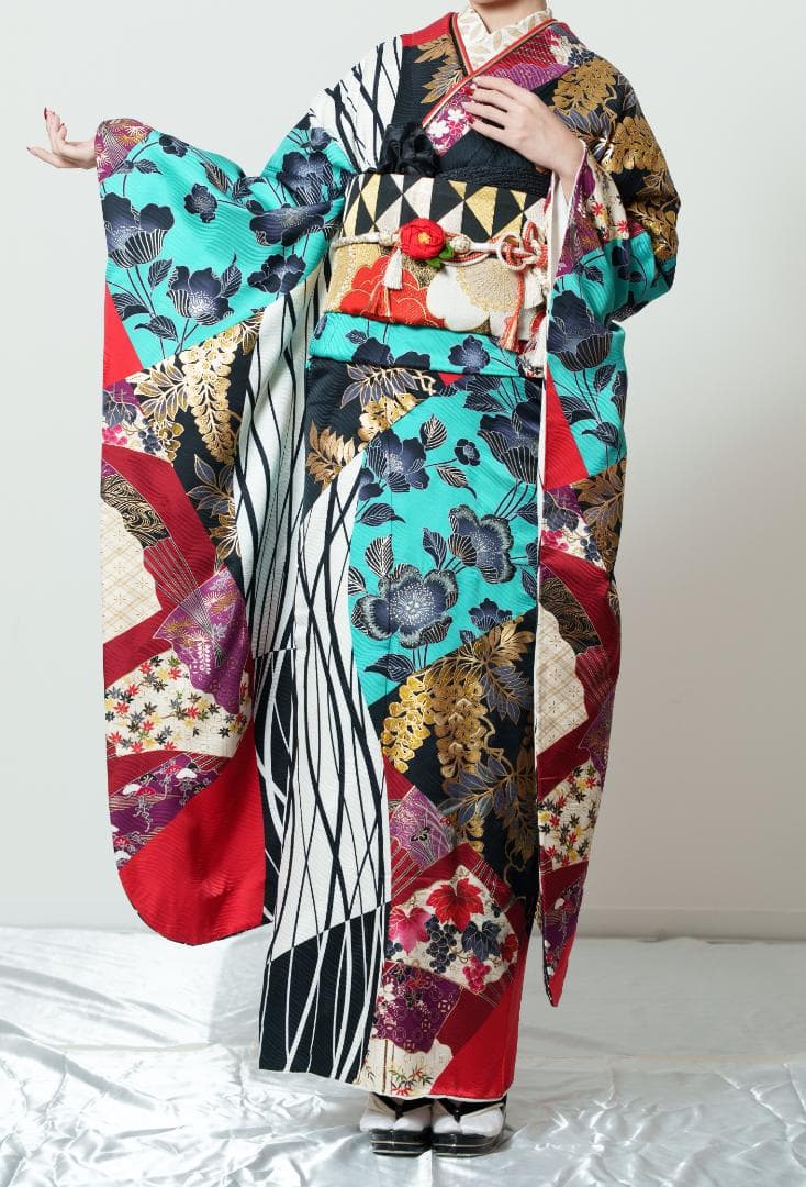 ≪美品≫正絹　振袖9点フルセット【900】【165cm~175cmの方用】