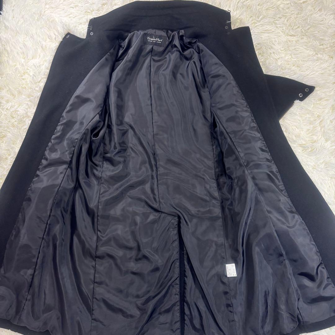 トルネードマート　アシンメトリックデザイン　ロングコート　ブラック　ベルト欠品