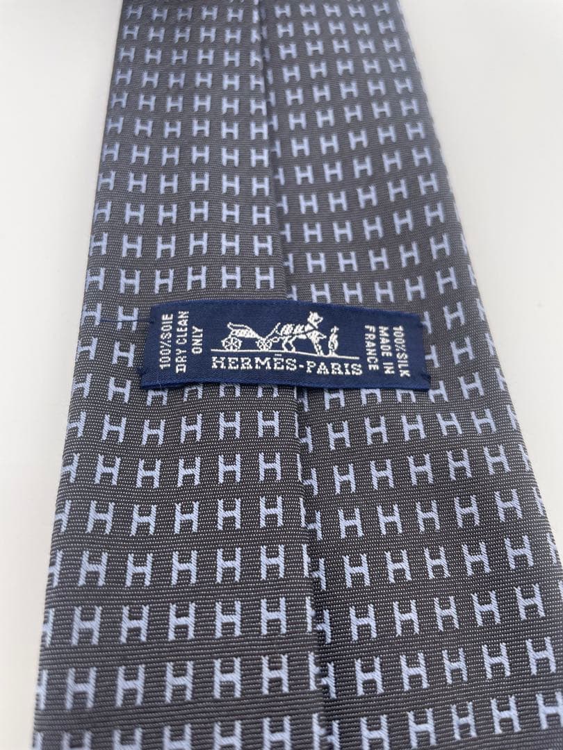 新品 エルメス ハイブランド ネクタイ ファソネ H柄 袋タグ付 タラサ／ブルー