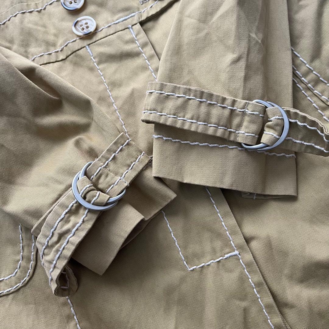 【美品】マックスマーラ ロングスプリングコート 袖ベルト 大きいサイズ 刺繍