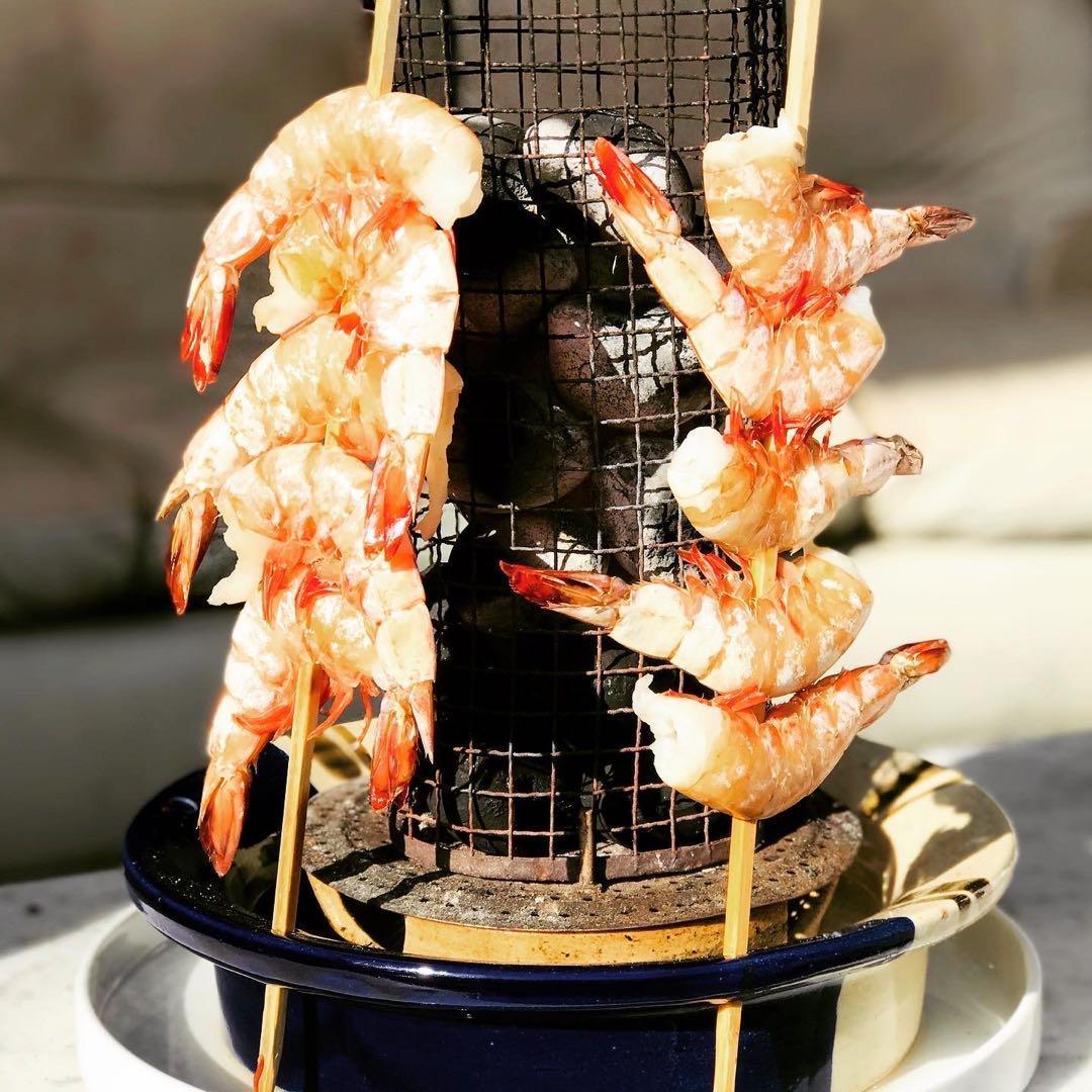 【美濃焼】串匠~金結昌(くじゃく)~　串物を炭焼き　七輪/魚/肉/バーベキュー