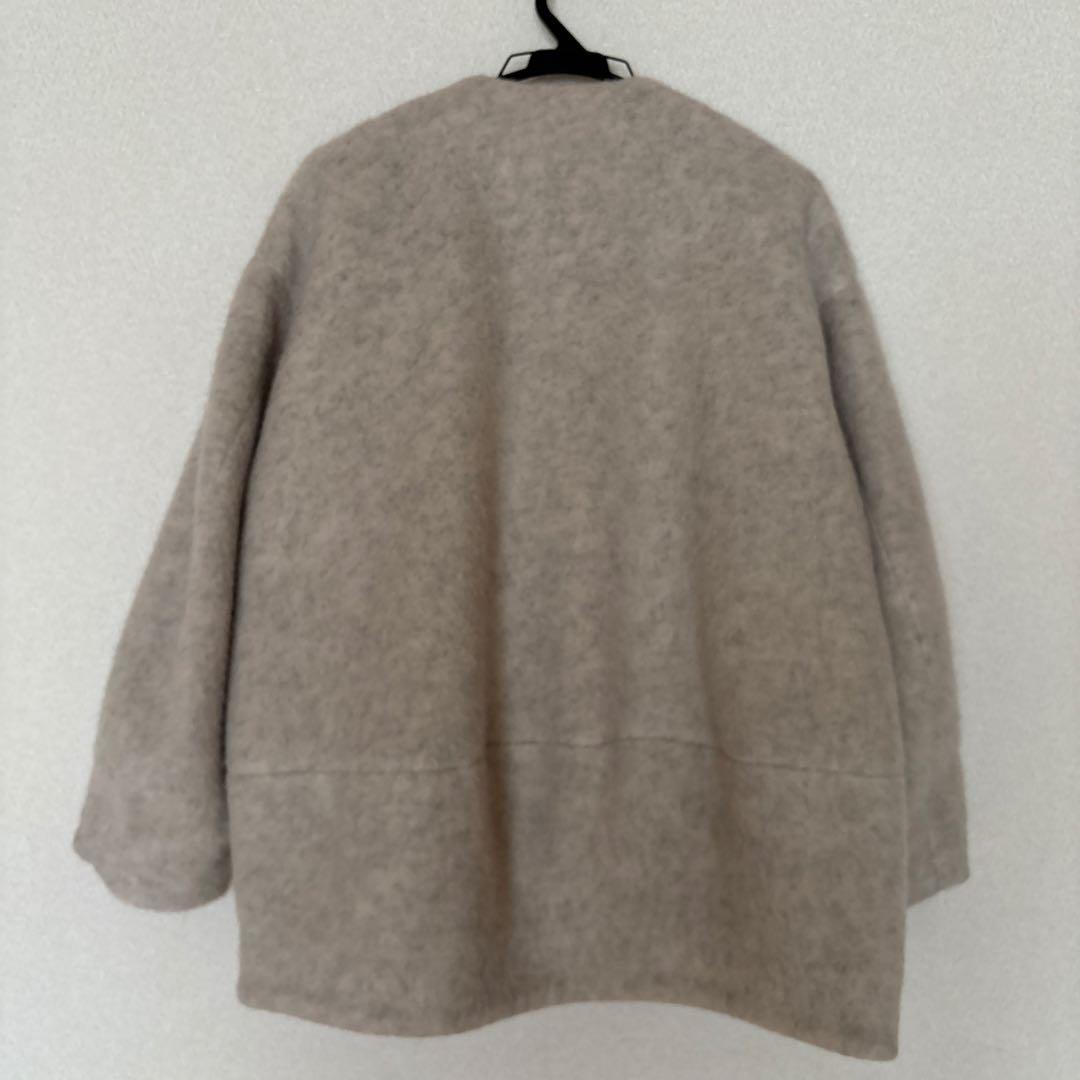 SHIPS any シャギー ノーカラー コクーン コート