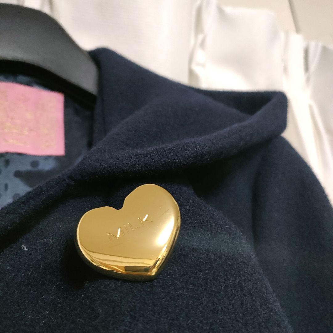 【美品】MILK メルトン フーデットコート ダブルブレスト ハートボタン