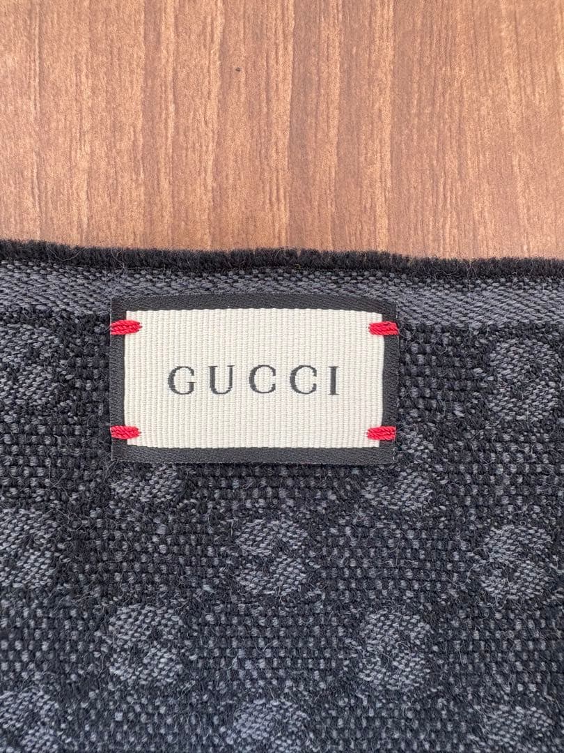 GUCCIマフラー　グッチマフラー　シェリーライン　シルク　グッチ　黒