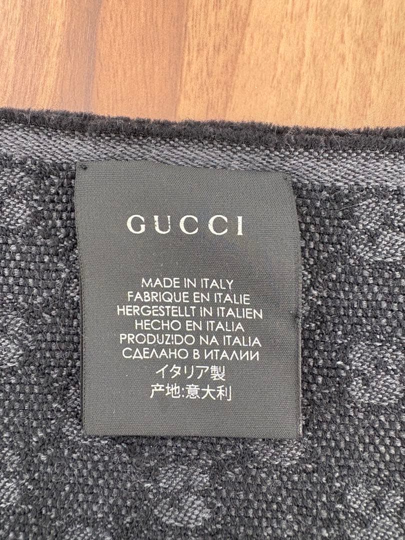 GUCCIマフラー　グッチマフラー　シェリーライン　シルク　グッチ　黒