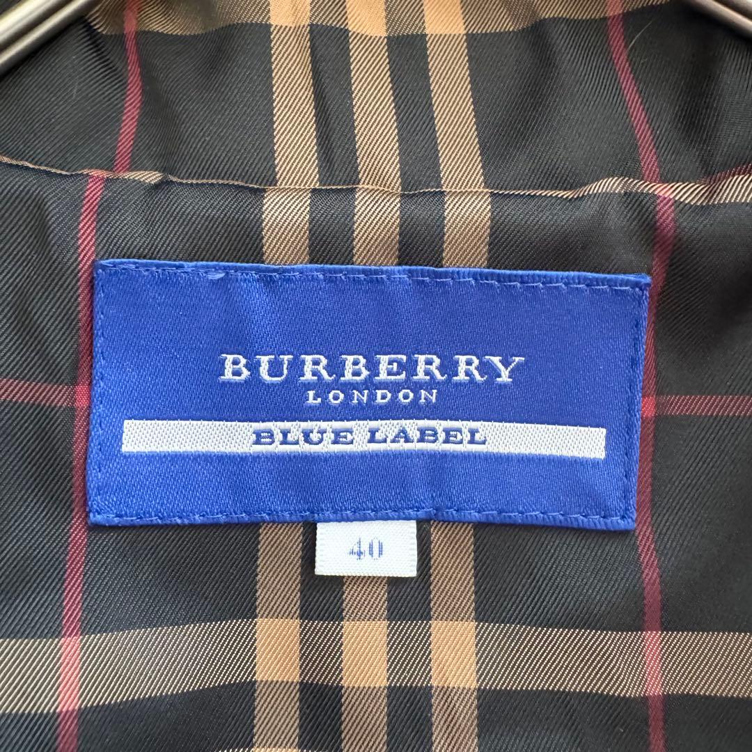 バーバリーブルーレーベル　コート　ノバチェック　2WAY　黒　40　カシミヤ混