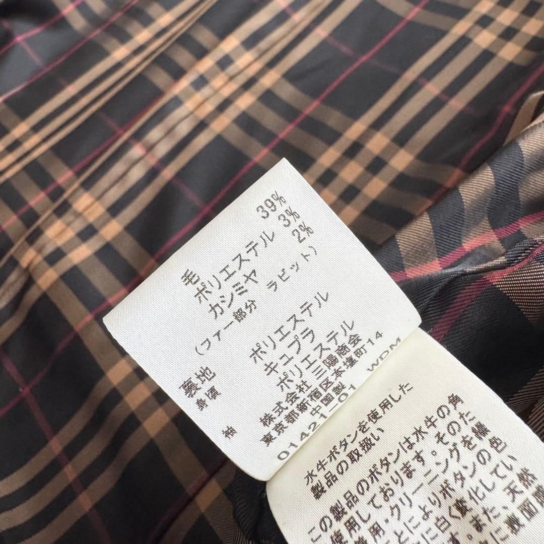 バーバリーブルーレーベル　コート　ノバチェック　2WAY　黒　40　カシミヤ混