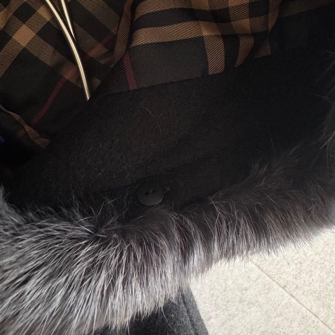 バーバリーブルーレーベル　コート　ノバチェック　2WAY　黒　40　カシミヤ混