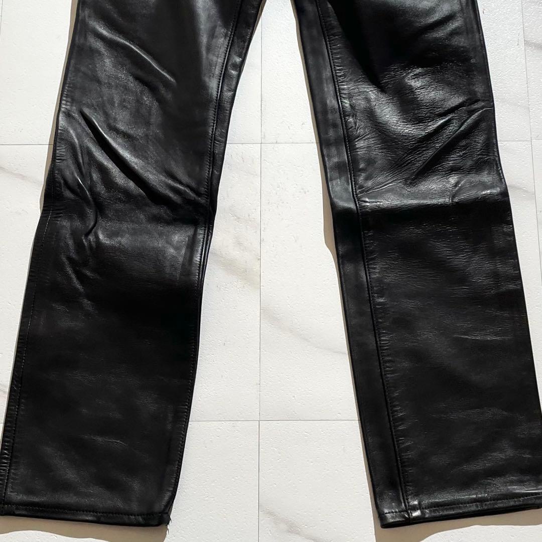 入手困難✨ エアロレザー レザーパンツ ホースハイド 馬革 バイク ブラック