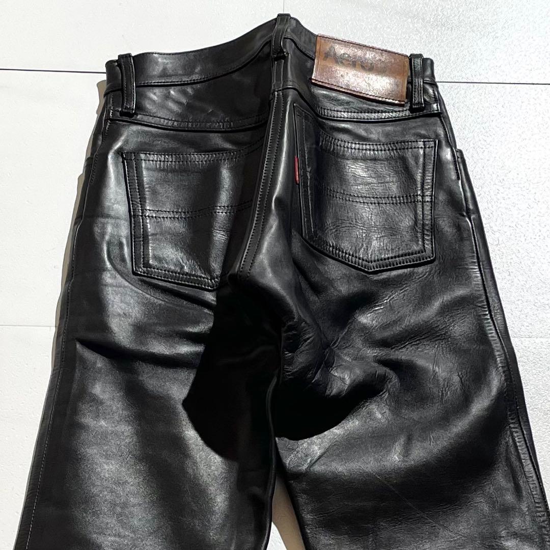 入手困難✨ エアロレザー レザーパンツ ホースハイド 馬革 バイク ブラック