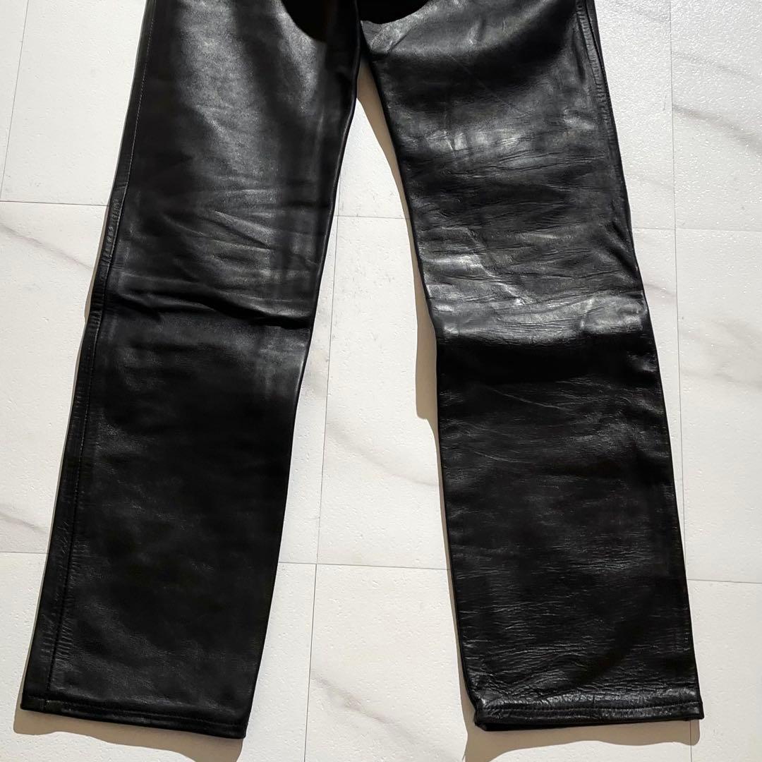 入手困難✨ エアロレザー レザーパンツ ホースハイド 馬革 バイク ブラック