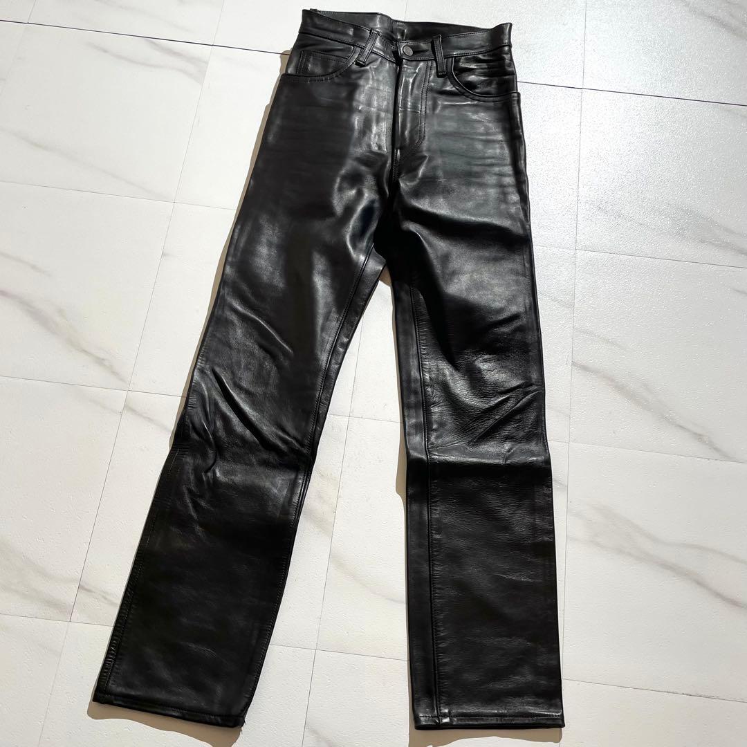入手困難✨ エアロレザー レザーパンツ ホースハイド 馬革 バイク ブラック