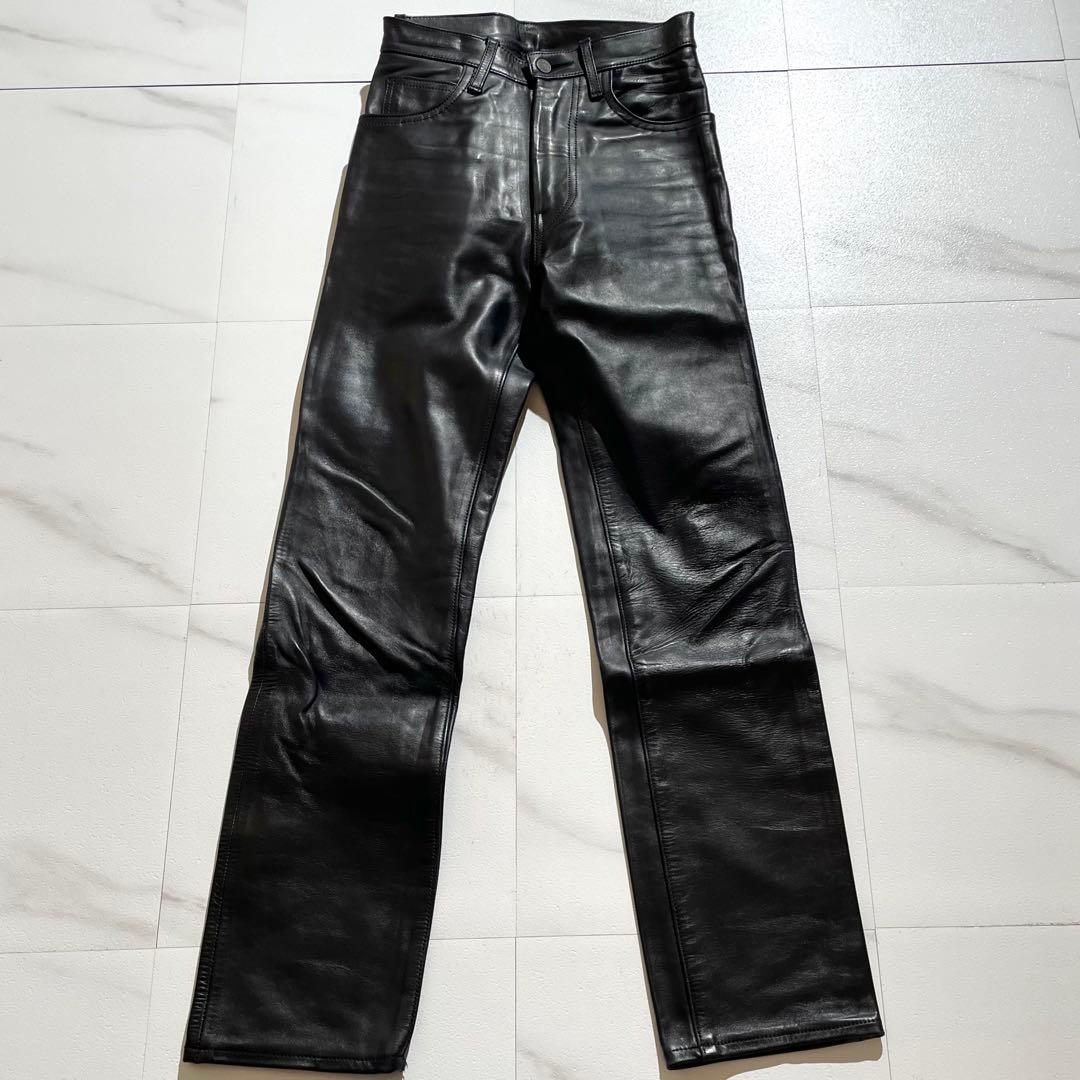 入手困難✨ エアロレザー レザーパンツ ホースハイド 馬革 バイク ブラック