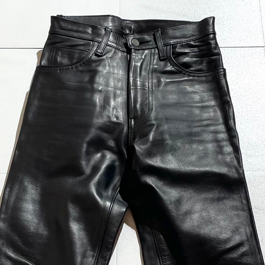 入手困難✨ エアロレザー レザーパンツ ホースハイド 馬革 バイク ブラック