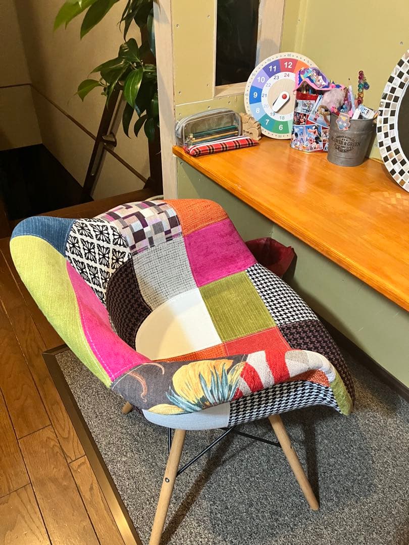 カラフルパッチワークダイニングチェア