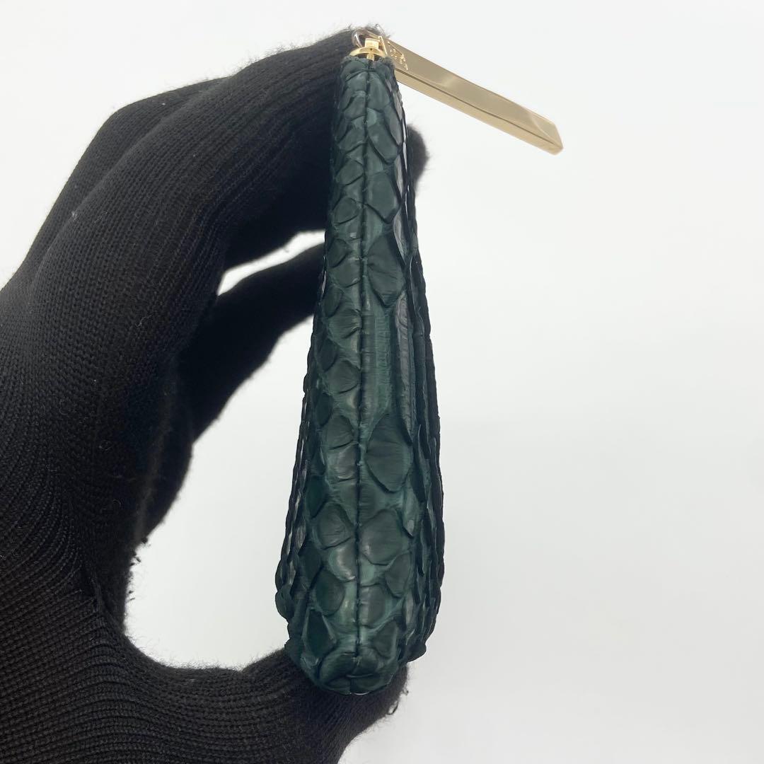 極美品　ATAO アタオ　リモ　長財布　ゴールド金具　パイソン　レザー　グリーン