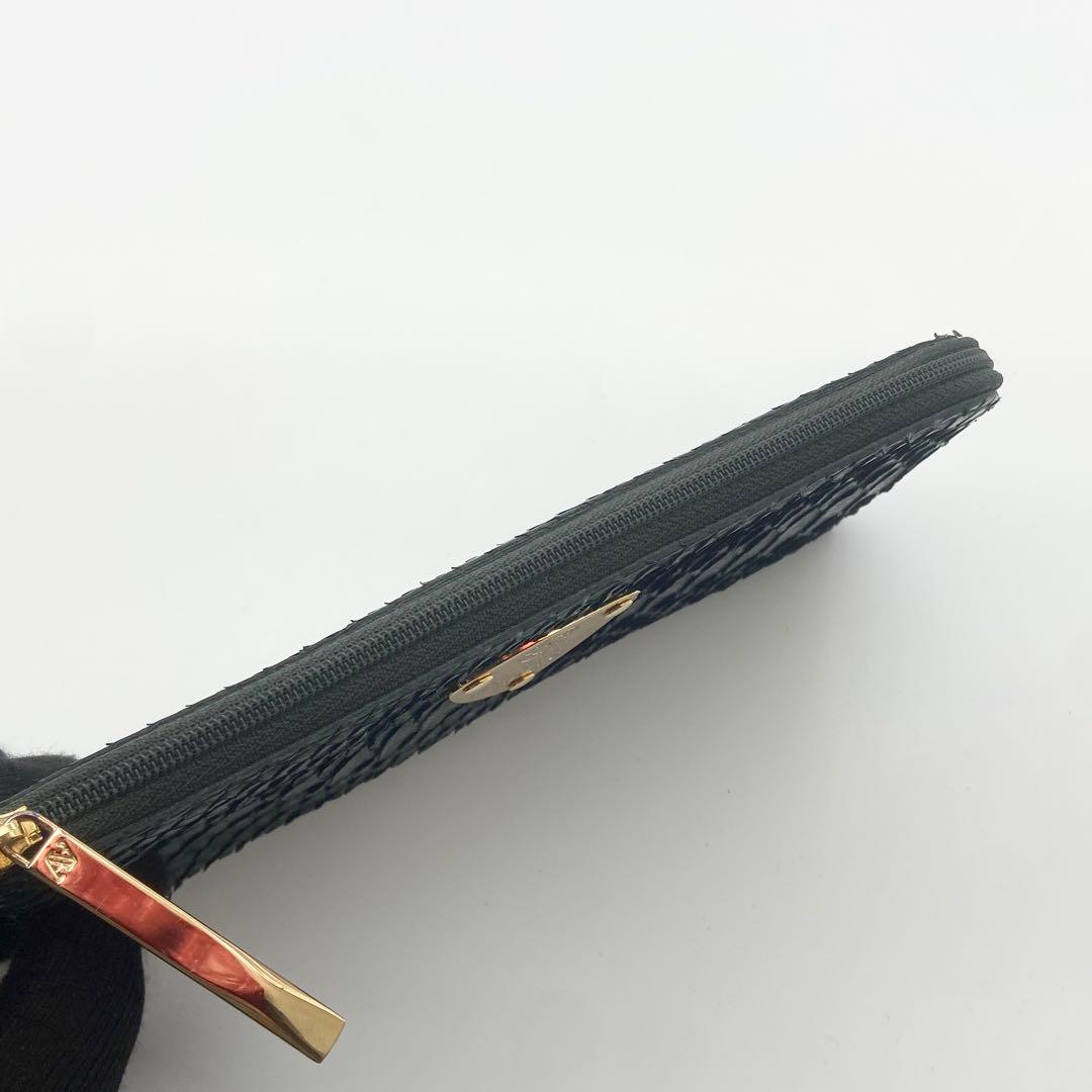 極美品　ATAO アタオ　リモ　長財布　ゴールド金具　パイソン　レザー　グリーン