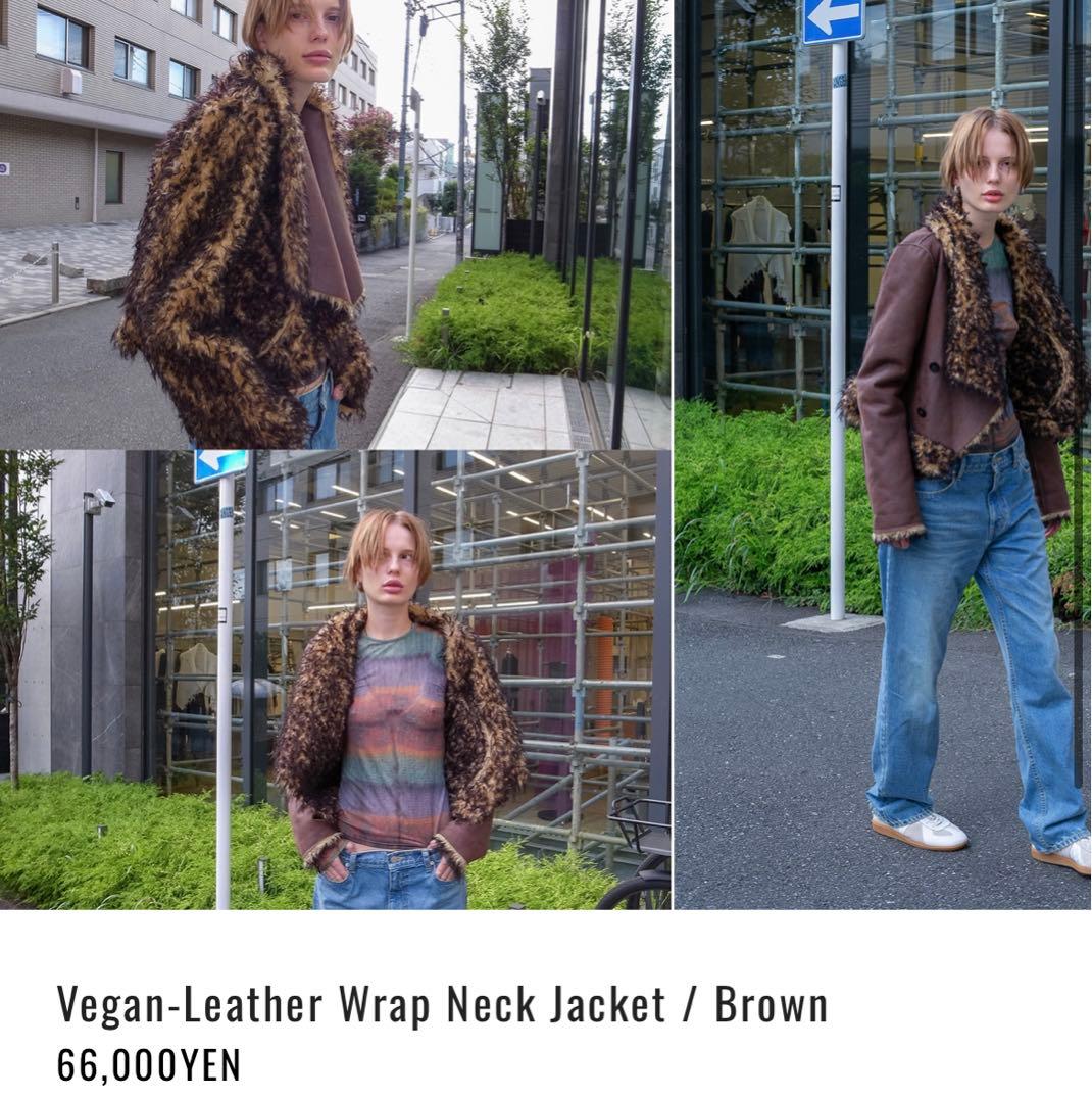 ジャケット・アウター PERVERZE Vegan-Leather Wrap Neck Jacket