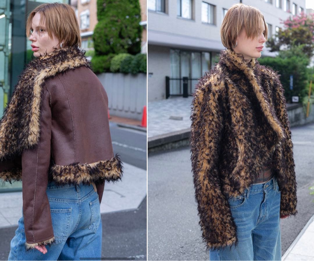 ジャケット・アウター PERVERZE Vegan-Leather Wrap Neck Jacket