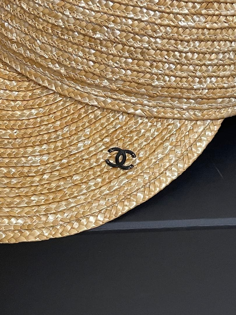 CHANEL ココマークストローキャップ　麦わら帽子