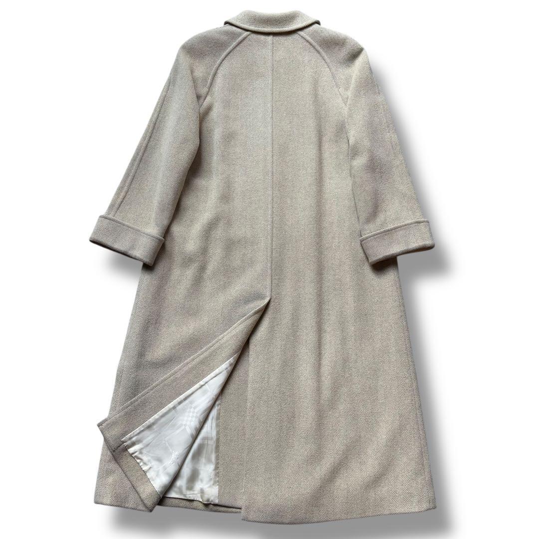 バーバリー ステンカラーコート ヘリンボーン ロング シャドーホース アイボリー