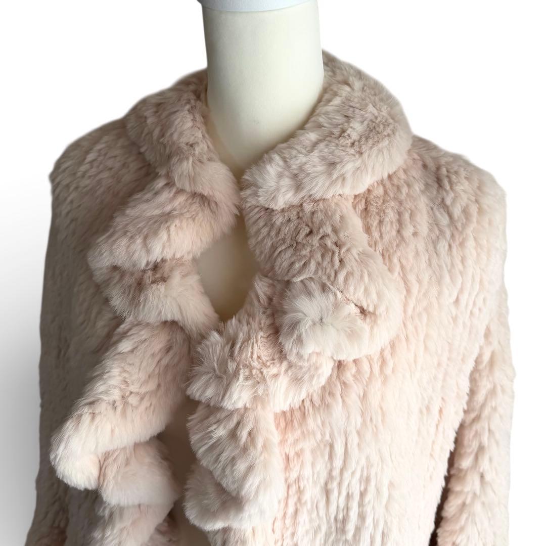 美品✨LA RIVA BIANCA ラビットファー 本毛皮 ポンチョ ピンク系