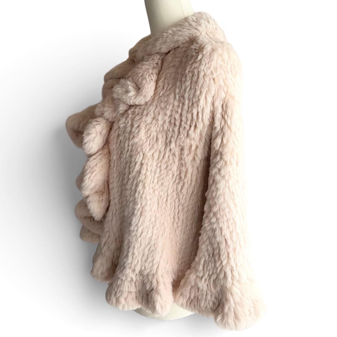 美品✨LA RIVA BIANCA ラビットファー 本毛皮 ポンチョ ピンク系
