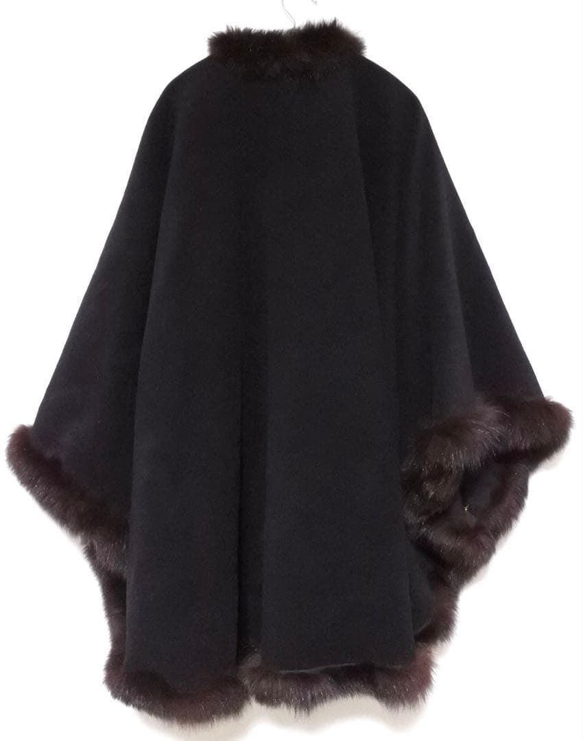 【MAXIM】フォックスファー ポンチョ 黒 イタリア製