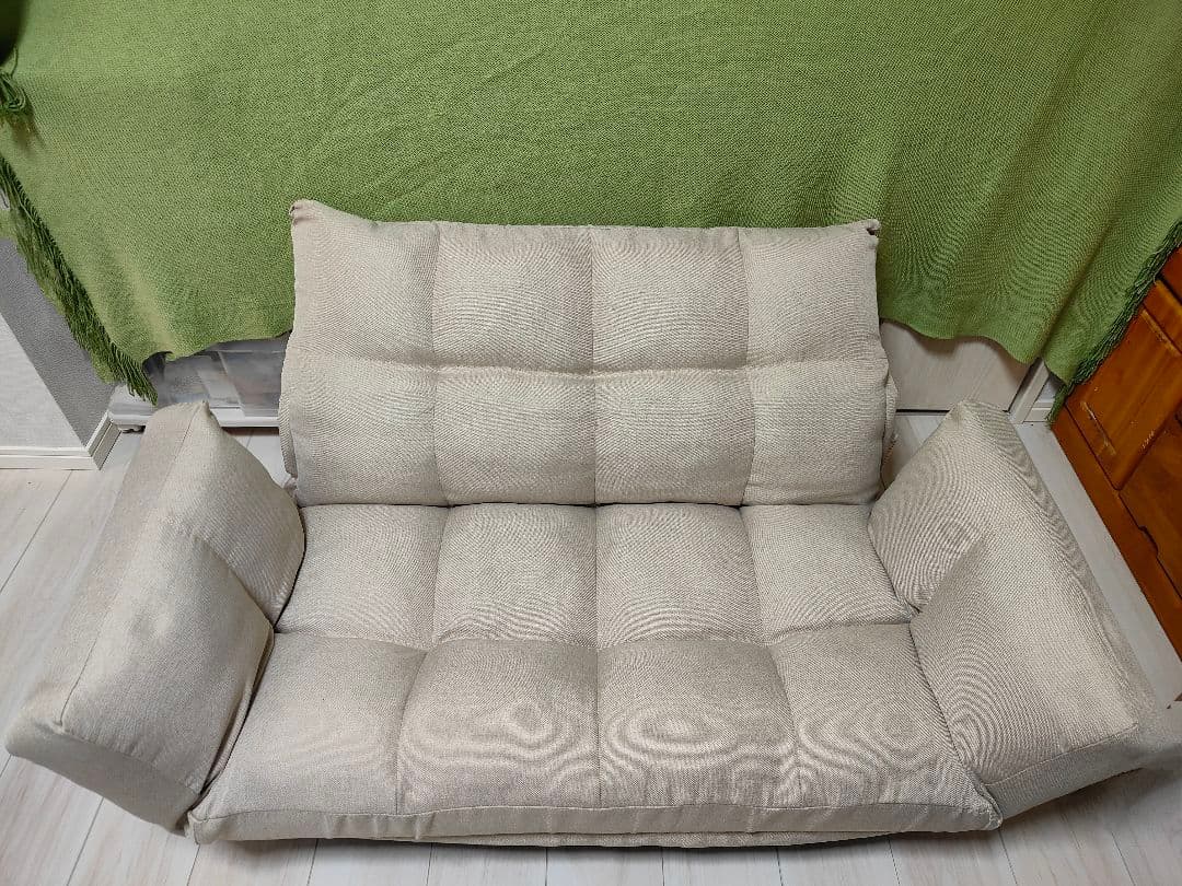 【ベルーナ】カウチソファ LIRAKU　（ベージュ）