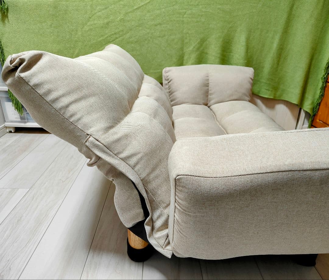 【ベルーナ】カウチソファ LIRAKU　（ベージュ）