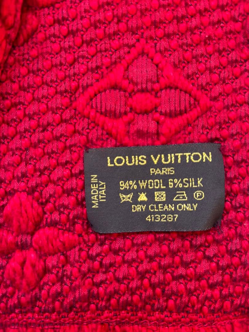 Louis Vuitton 赤 マフラー ウール　ルイヴィトン
