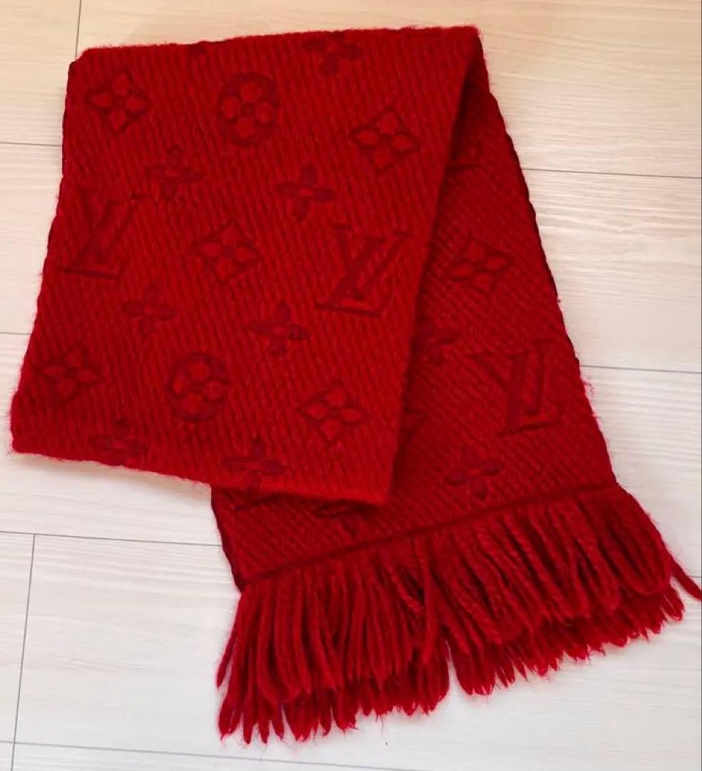 Louis Vuitton 赤 マフラー ウール　ルイヴィトン