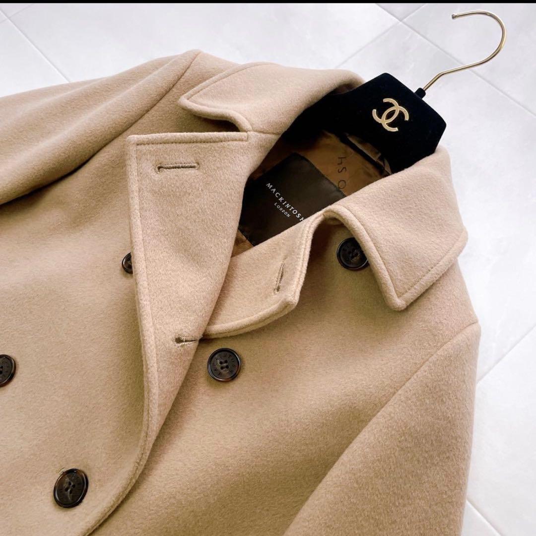 極美品✨近年 マッキントッシュ ウールカシミヤ ピーコート ロゴボタン キャメル