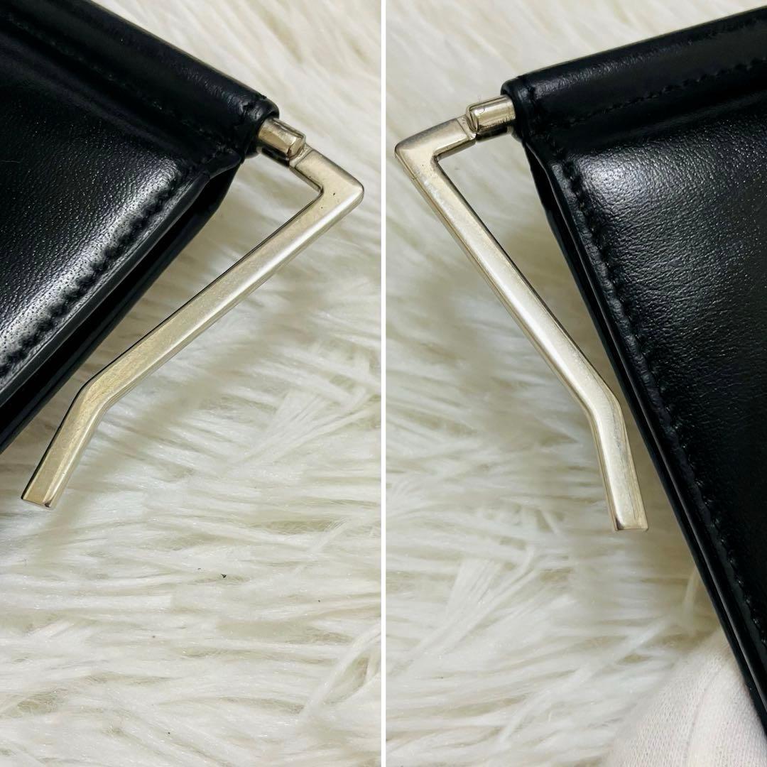 極美✨サンローラン マネークリップ レザー ロゴ金具 カサンドラ ブラック