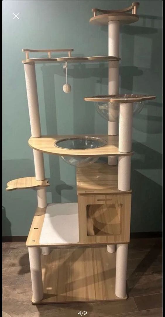 キャットタワー 木製　コットン紐　170センチ