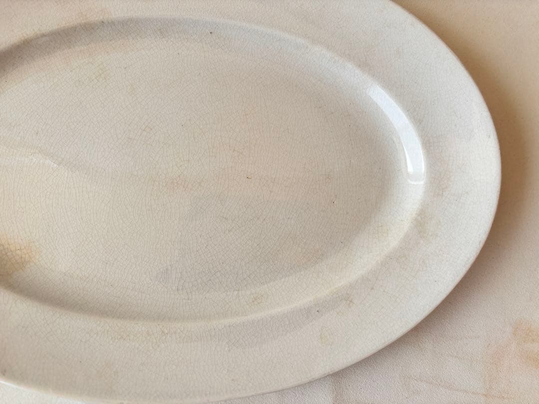 クレイユモントロー　白オーバルプレート 白フランスアンティーク皿　creil