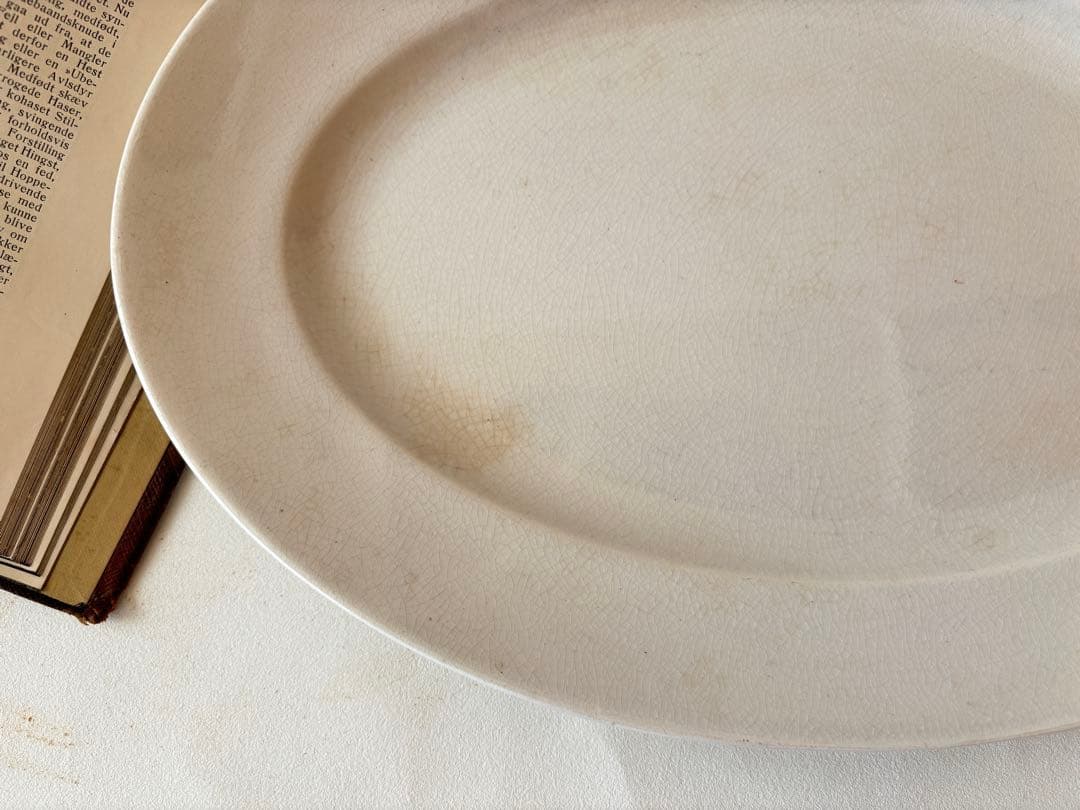 クレイユモントロー　白オーバルプレート 白フランスアンティーク皿　creil