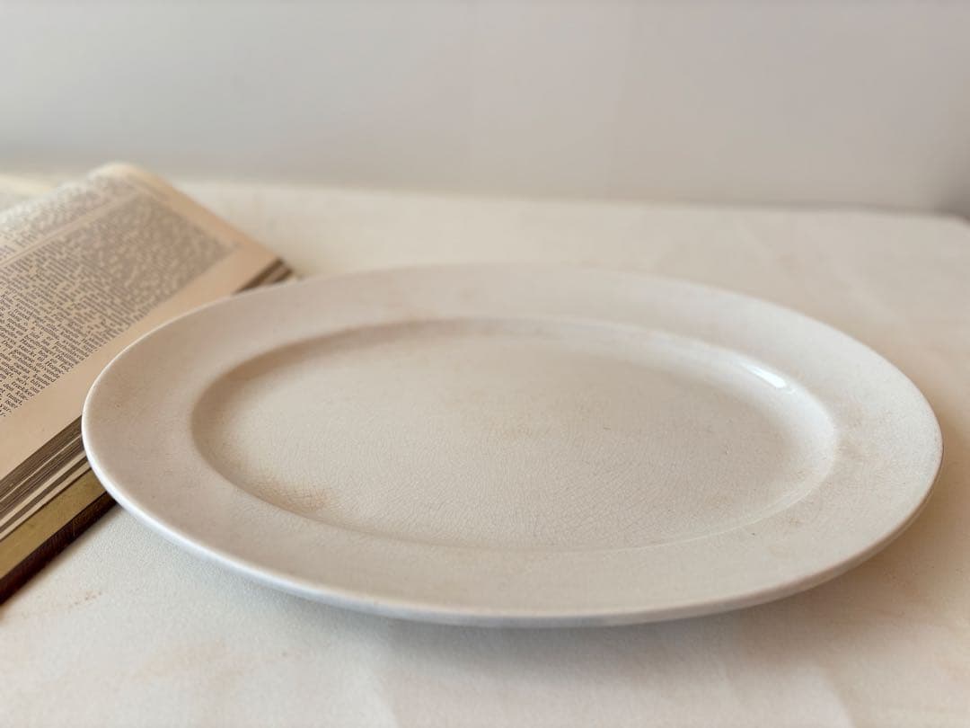 クレイユモントロー　白オーバルプレート 白フランスアンティーク皿　creil