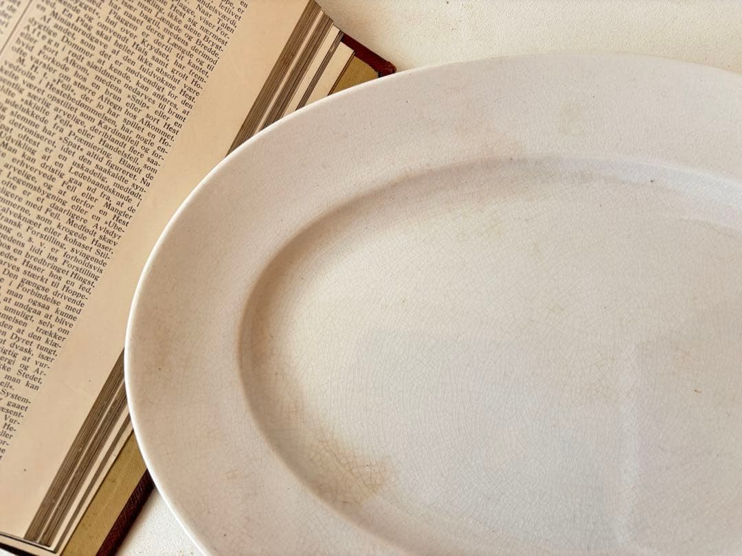 クレイユモントロー　白オーバルプレート 白フランスアンティーク皿　creil