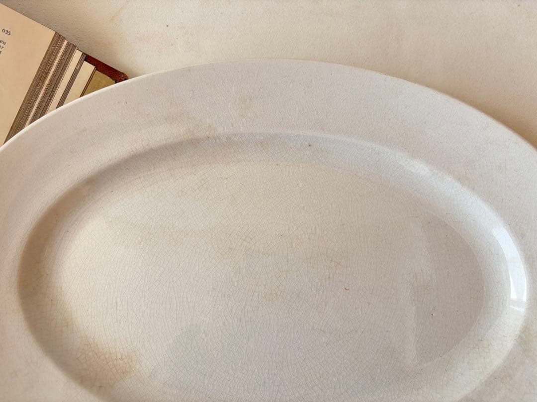 クレイユモントロー　白オーバルプレート 白フランスアンティーク皿　creil